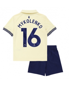 Billige Fotballdrakt Everton Vitaliy Mykolenko #16 Replika Bortedraktsett Barn 2025-26 Kortermet (med bukser)